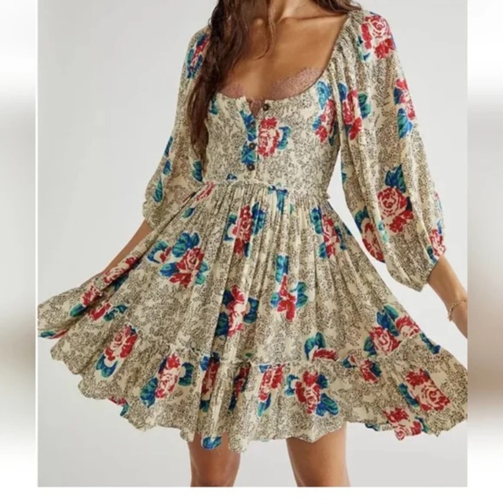 Free People Endless Summer Picnic Floral Printed Smocked Dress